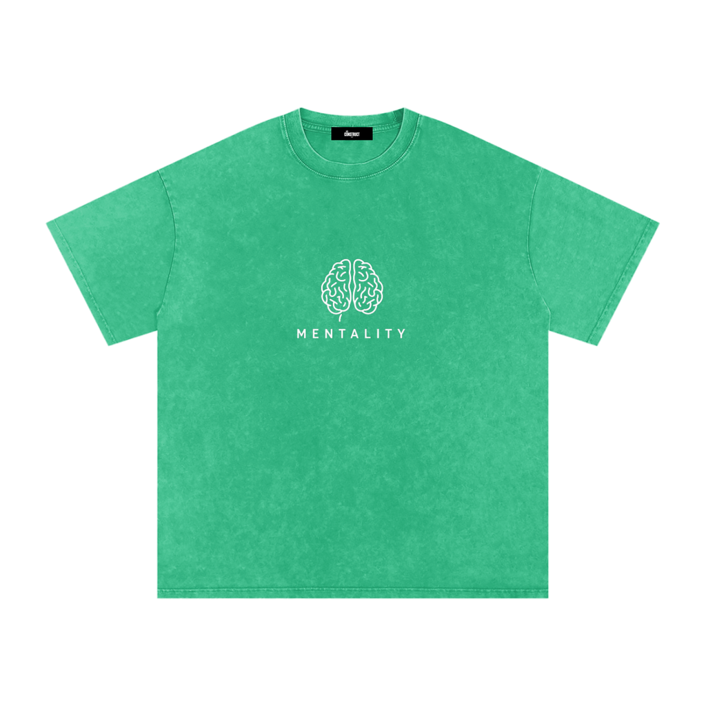 "Mentality" Snow Washed Oversized Cotton T-Shirt